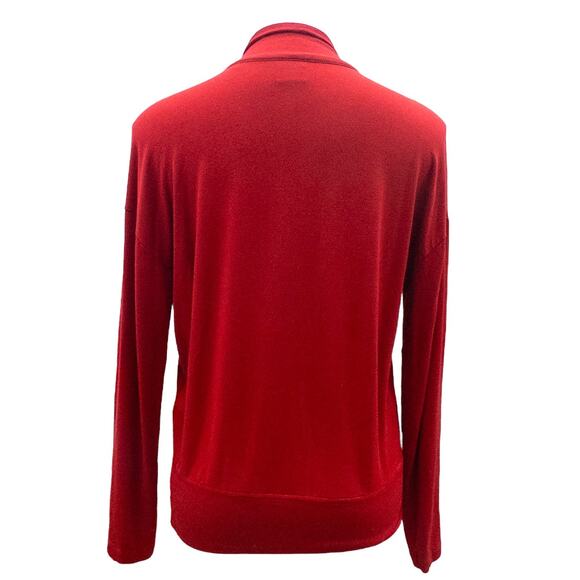 Cabi Tess Knit Top Tie V Neck Women  Firebrick Red Stretch Blouse 3804 Small - Picture 3 of 5